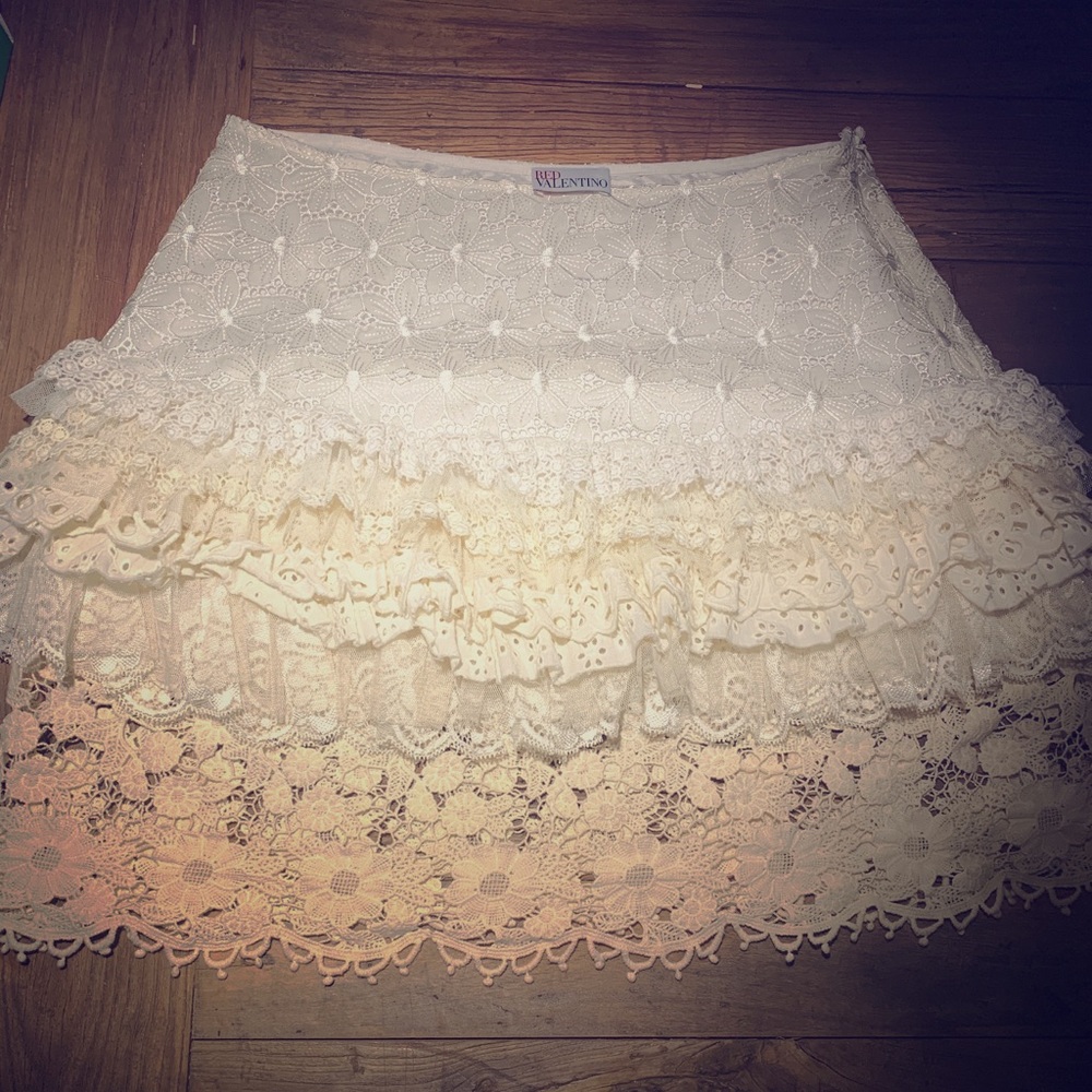 RED Valentino lace mini skirt.